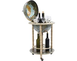 Stijlvolle Globe Bar met Opbergruimte en Wielen