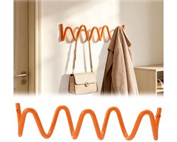 Stijlvolle, golvende wandkapstok met oranje metalen multifunctionele haken. Deze unieke, ruimtebesparende wandkapstok is Geschikt voor hallen, slaapkamers en badkamers. Afmetingen: 29,4 x 7,6 cm.