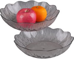 Stijlvolle grijze fruitschalen - moderne fruitmanden - 2 stuks - kunststof