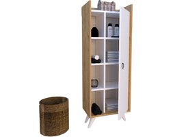 Stijlvolle Kast - Natuurlijk Eiken & Modern Wit - 50x140x31,8cm - Duurzaam Melamine