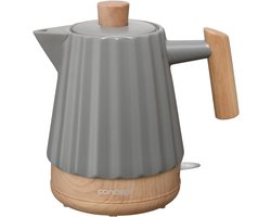 Stijlvolle keramische waterkoker 1,5 liter met houten details – energiezuinig en onderhoudsvriendelijk
