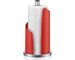 Stijlvolle keukenrolstandaard - gebogen design - 1 stuk - rood - roestvrij staal