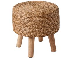 Stijlvolle kruk van natuurlijk zeegras en dennenpoten - Handgemaakt voor slaapkamer en woonkamer