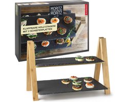 Stijlvolle Leistenen Etagère met 2 Niveaus - 35 x 25 x 28 cm voor Snacks en Desserts