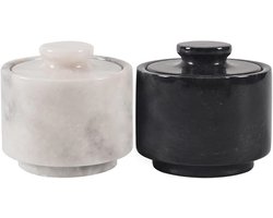 Stijlvolle marmeren zoutvaatjes, peper en zout kommen, boterhouder en keukencontainers