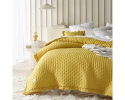 Stijlvolle Mosterdkleurige Sprekende Bedsprei voor Bed en Bank 170 x 210 cm