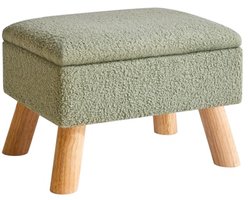 Stijlvolle Ottomaanse Voetenbank met Opbergruimte - 40 x 30 x 28 cm - Groen