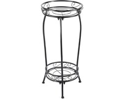 Stijlvolle Plantenstandaard voor Binnen en Buiten - Hoog, Zwart Metaal, 2 Niveaus, Ideaal voor Plantenbakken en Hoeken