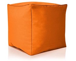 Stijlvolle poef kruk voor binnen en buiten - 40x40x40 cm met comfortabele EPS vulling - Voetenbank voor kinderen en volwassenen - Oranje