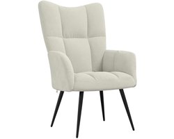 Stijlvolle Relaxfauteuil met Fluweel Bekleding in Crèmewit