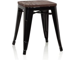 Stijlvolle Retro Kruk van Metaal en Hout voor Thuis en Horeca