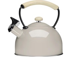 Stijlvolle Roestvrijstalen Fluitketel voor Alle Warmtebronnen – 2.3 L Beige