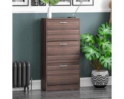 Stijlvolle Schoenenkast met 3 Laden in Walnoot Kleur