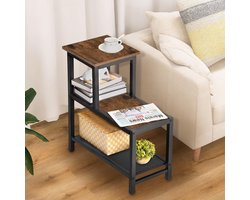 Stijlvolle Smalle Bijzettafel met Industriële Touch en Multifunctionele Opbergruimte voor Elke Kamer