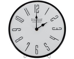 Stijlvolle Staande klok van Metaal - Zwart / Wit - 25 x 25 x 9 cm