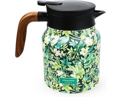 Stijlvolle Thermoskan met Vintage Bloemenpatroon, 1000ml Geïsoleerde Theepot met Theefilter, RVS Koffiekan voor Thuisgebruik