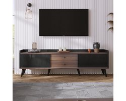 Stijlvolle TV-kast met Twee Lades en Schuifdeuren - Modern Design in Natuurlijk Hout
