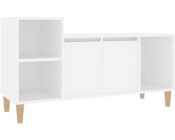 Stijlvolle TV Meubel Wit met LED Verlichting - Holle Hout Design - Media- en Hifi Kast