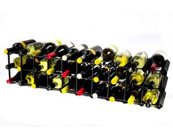 Stijlvolle wijnkast voor 20 of 30 flessen - Zwart hout en metaal