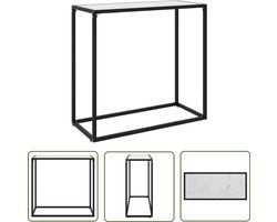 Stijlvolle witte wandtafel van gehard glas 80x35x75 cm Wandtafel - Consoletafel - Marmer Look - Witte Tafel - Moderne Tafel