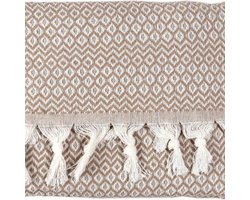 Stijlvolle Zacht En Comfortabele Tweepersoonsbed Woondeken, Katoen, Reversible, Creme Beige, 200 x 230 cm