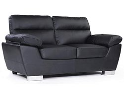 Stijlvolle zwarte 2-zits bank in gereconstrueerd leer en PVC