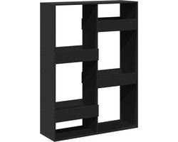 Stijlvolle zwarte boekenkast met 6 schappen Kamerscherm - Kamerschermen - Scheidingswand - Kamerverdeler