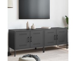 Stijlvolle zwarte tv-meubelen - set van 2 Tv Kast - Industrieel Tv-meubel - Metalen Tv-standaard - Tv Stand Zwart - Opbergkast Livingroom