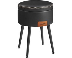 Stijlvolle zwarte zitbank kunstleder met opbergruimte en stalen poten - Stevig tot 150kg belastbaar