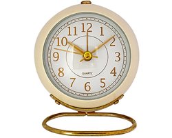 Stille tafelklok, Geschikt voor woonkamers, slaapkamers, kantoren, bureaus, enz. (beige)