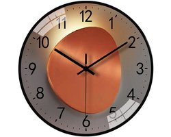 Stille Wandklok - 20 cm - Vintage wandklok - Klok Modern - Transparante wandklok - Moderne Ronde Klok met Cijfers - Op batterijen - Niet-tikkende decoratieve klok - Woonkamer - Slaapkamer