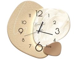 Stille wandklok met Scandinavisch design - Kristallijn porselein wijzerplaat