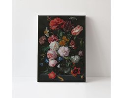 Stilleven bloemen in een glazen vaas - Jan Davidsz de Heem | 40 x 60 CM | Canvasdoek voor buiten | Schilderij | Outdoor | Tuindoek