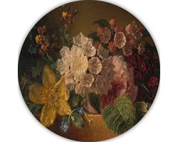 Stilleven met bloemen - Georgius Jacobus Johannes van Os wandbord - Bloemen wandpaneel - Wandpaneel Oude meesters - Muurdecoratie industrieel - Dibond - Schilderijen & posters muurcirkel aluminium 40x40 cm