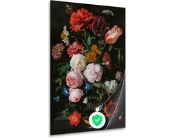Stilleven met bloemen in een glazen vaas - Jan Davidsz. de Heem posters - Bloemen poster - Poster Natuur - Muurdecoratie modern - Slaapkamer posters - Decoratie muur poster 60x90 cm