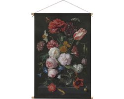 Stilleven met bloemen in een glazen vaas | Jan Davidsz. de Heem | Textielposter | Wanddecoratie | 30CM x 45CM” | Schilderij