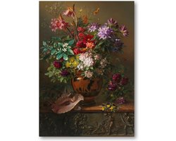 Stilleven met bloemen in een Griekse vaas: allegorie op de Lente - A4 Poster Staand - 21x30cm - Georgius Jacobus Johannes van Os - Meesterwerken