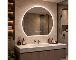 STILVORA Badkamerspiegel Verlicht – Rond 80 Cm – Glas En Metaal – Zilver – Met Anti Condens, Dimbare Verlichting En Drie Lichtkleuren
