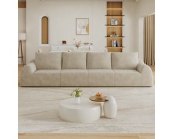 STILVORA Bank 4 Zits 324 Cm Zachte Chenille Zitbank Zonder Montage Voor Woonkamer En Appartement Khaki