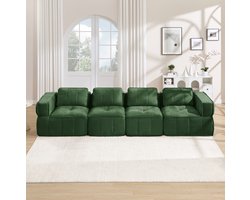 STILVORA Bank Set 344 Cm - Modulaire 4-Zits Bank Zonder Montage Met Diepe Zitting - Voor Woonkamer - Polyester - Groen