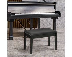 STILVORA Bankje 75 x 35 x 49 cm - In Hoogte Verstelbaar Met Opbergruimte - Voor Piano, Studio En Thuis - Hout En Kunstleer - Zwart