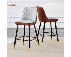 STILVORA Barkruk 100 Cm - Set Van 2 Met Rugleuning En Voetsteun - Voor Keukenbar En Bartafel - PU Leer En Metaal