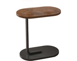 STILVORA Bijzettafel – Moderne C-Vorm Bijzettafel, Houten Sidetable Met Metaal Frame Voor Computer Of Sofa, Walnoot, 39x28 cm, 57.5 cm Hoog