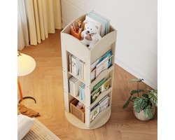 STILVORA Boekenrek - 360 Graden Draaibaar En Stil - Ruimtebesparend Voor Kinderkamer En Woonkamer - MDF - 142x63x63 Cm - Natuurlijk
