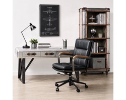 STILVORA Bureaustoel - Hoogteverstelbaar En Draaibaar Met Wielen - Voor Home Office En Werkkamer - Leer En Metaal - Zwart