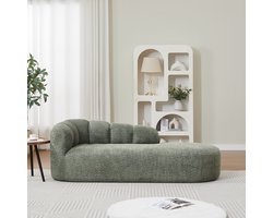 STILVORA Chaise Longue 1-Zits - Golvende Rugleuning En Zonder Armleuningen - Voor Woonkamer, Slaapkamer En Leeshoek - Stof - Groen
