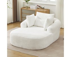 STILVORA Chaise Longue 1-Zits - Slaapbank En Loungesofa - Voor Woonkamer En Slaapkamer - Corduroy - Wit
