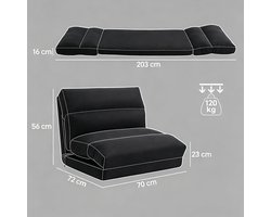 STILVORA Chaise Longue 70 X 72 X 56 Cm Verstelbaar 90 Tot 180 Graden Voor Ontspannen En Slapen Polyester Zwart
