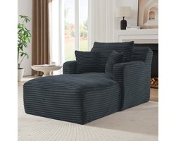 STILVORA Chaise Longue Bank - Relaxfauteuil En Slaapbank - Voor Woonkamer, Kantoor En Appartement - Corduroy Donkergrijs