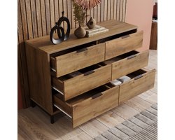 STILVORA Dressoir - 6 Lades Multifunctioneel Opbergmeubel - Ruime Laden - Voor Woonkamer Slaapkamer Hal En Eetkamer - Spaanplaat - 120 x 40 x 76 cm - Bruin
